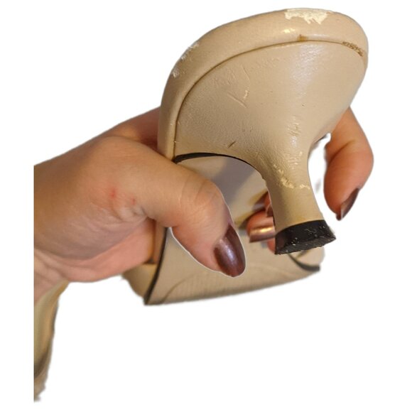 Vintage Y2K Rampage Beige Shell Beaded Kitten Heels Mules Y2K Party Glam Retro 9 - Picture 11 of 11
